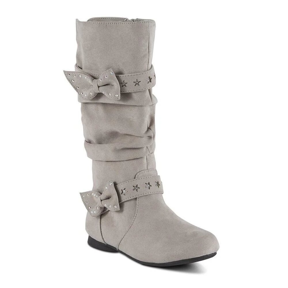 Piper Girls' STELLA Gray Faux Suede zip-up Knee Boot size 4